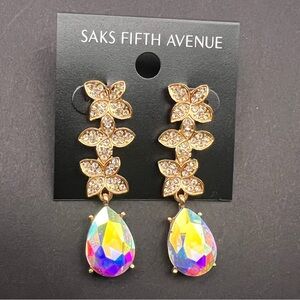 Saks Fifth Avenue Gold Earrings with Rainbow Gemstones